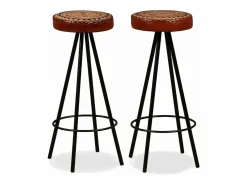 Mesa y 2 taburetes bar madera maciza reciclada cuero real lona^vidaxl New