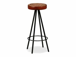 Mesa y 2 taburetes bar madera maciza reciclada cuero real lona^vidaxl New
