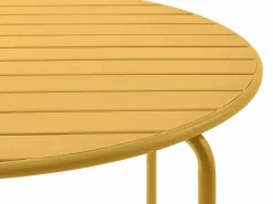 MYLIA Comedores De Jardín|Mesa y sillas de jardín de metal - una mesa D.110cm y 4 sillas - Amarillo - MIRMANDE