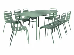Mesa y sillas de jardín de metal mesa y 8 sillas apilables - MIRMANDE de^MYLIA Outlet
