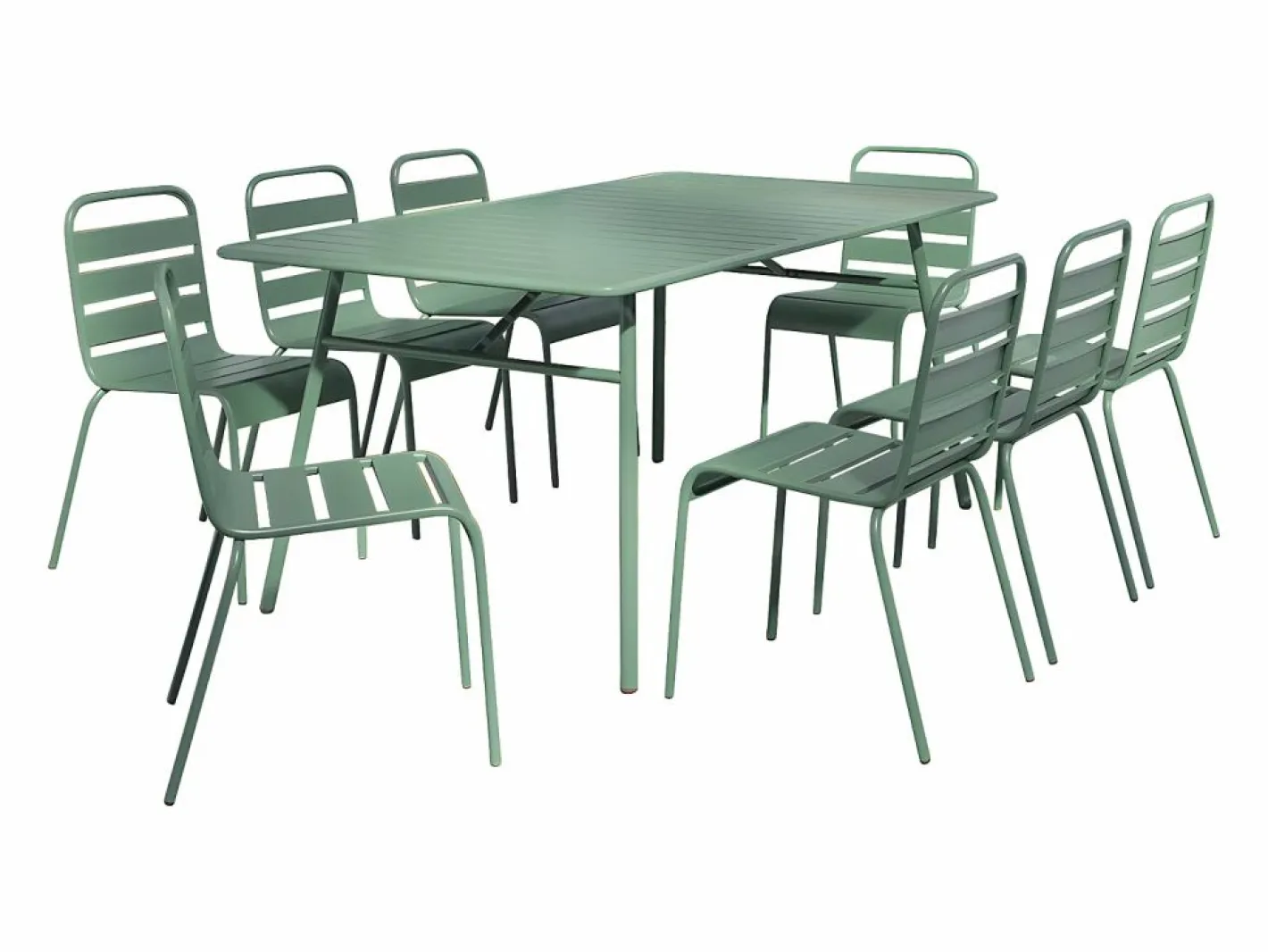 Mesa y sillas de jardín de metal mesa y 8 sillas apilables - MIRMANDE de^MYLIA Outlet