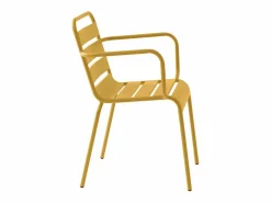 Mesa y sillas de jardín metal una mesa D.110cm y 4 sillas apilables - Amarillo - MIRMANDE^MYLIA New