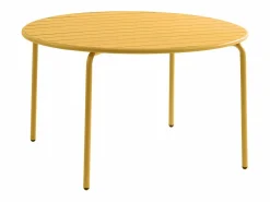 Mesa y sillas de jardín metal una mesa D.110cm y 4 sillas apilables - Amarillo - MIRMANDE^MYLIA New
