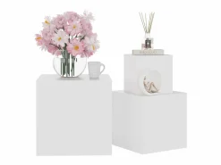 Clicnbuy Mesas auxiliares 3 piezas aglomerado Blanco Sale