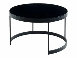 Vente-unique Mesa De Centro|Mesas centro apilables Cristal templado metal negro BILLIE