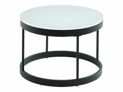 Vente-unique Mesa De Centro|Mesas centro apilables Cristal templado metal negro BILLIE