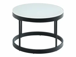Vente-unique Mesa De Centro|Mesas centro apilables Cristal templado metal negro BILLIE