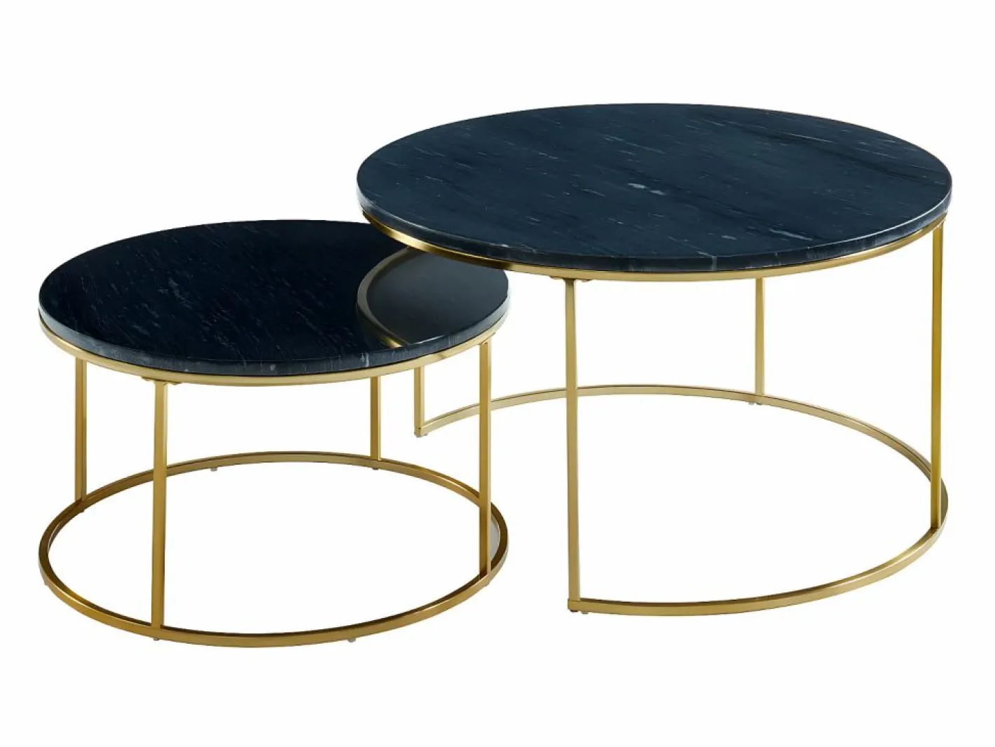Vente-unique Mesas centro apilables Mármol y metal Negro ANGELA Negro / Dorado Best