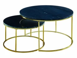 Vente-unique Mesas centro apilables Mármol y metal Negro ANGELA Negro / Dorado Best