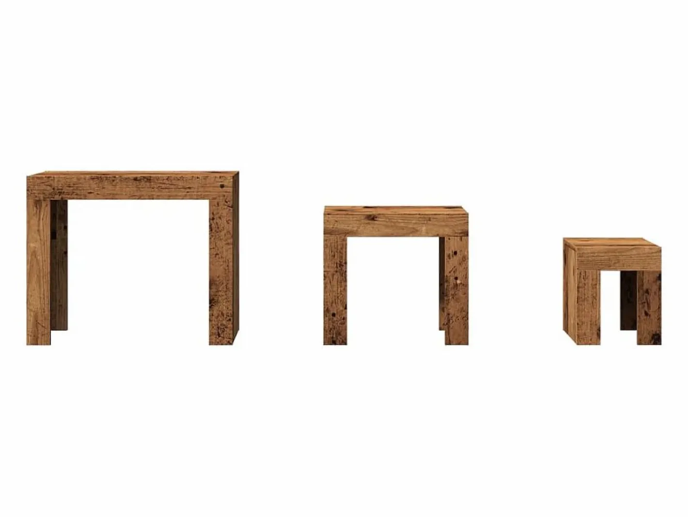 Mesas de centro apilables 3 unidades madera de ingeniería envejecida^Clicnbuy Sale