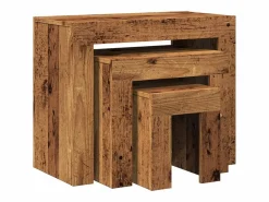 Mesas de centro apilables 3 unidades madera de ingeniería envejecida^Clicnbuy Sale