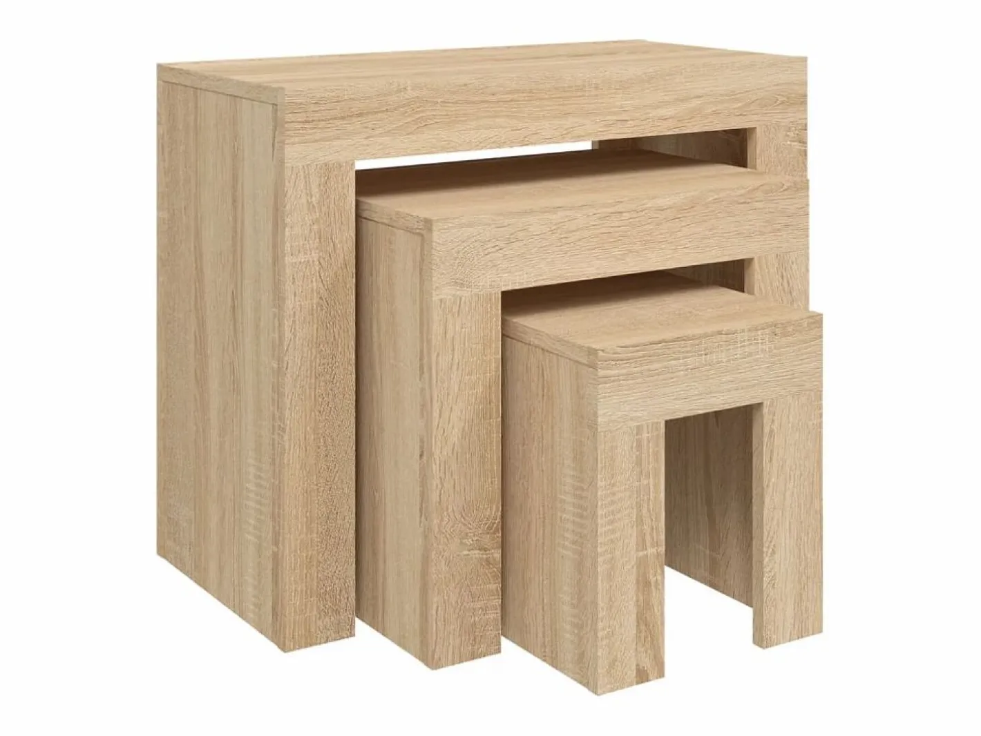 vidaxl Mesas de centro apilables 3 piezas contrachapada roble Sonoma Color natural claro Online