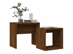 Clicnbuy Mesa De Centro|Mesas de centro apilables 2 piezas madera ingeniería roble marrón