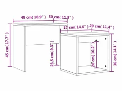 Clicnbuy Mesa De Centro|Mesas de centro apilables 2 piezas madera ingeniería roble marrón