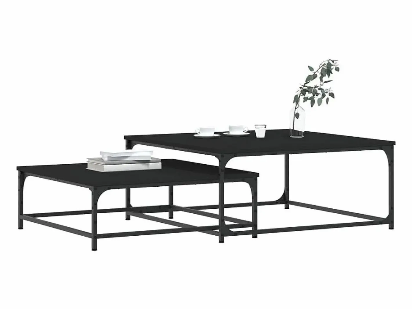 Mesas de centro apilables 2 piezas madera de ingeniería^Clicnbuy Online