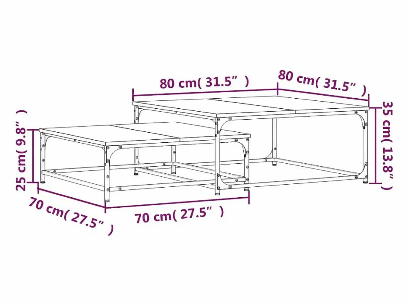 Mesas de centro apilables 2 piezas madera de ingeniería^Clicnbuy Online