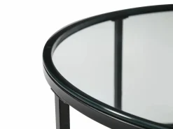 Vente-unique Mesa De Centro|Mesas de centro nido en MDF y cristal templado - Transparente y natural - REMINA