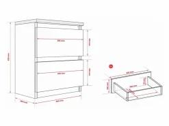 Muebles Niño|Mesilla de noche de pie con dos cajones – 45 × 36 × 36 cm – color: cachemira