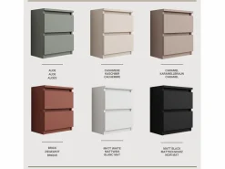 Muebles Niño|Mesilla de noche de pie con dos cajones – 45 × 36 × 36 cm – color: ladrillo