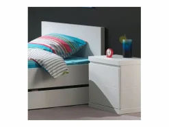 Mesilla de noche Lara de 2 cajones de madera lacada en^Vipack Outlet