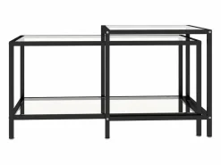 Clicnbuy Mesa Auxiliar|Mesita de centro 2 piezas vidrio templado