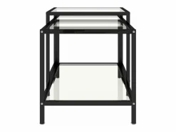 Clicnbuy Mesa Auxiliar|Mesita de centro 2 piezas vidrio templado