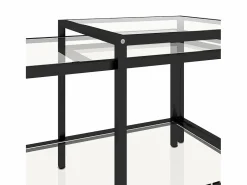 Clicnbuy Mesa Auxiliar|Mesita de centro 2 piezas vidrio templado