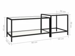 Clicnbuy Mesa Auxiliar|Mesita de centro 2 piezas vidrio templado