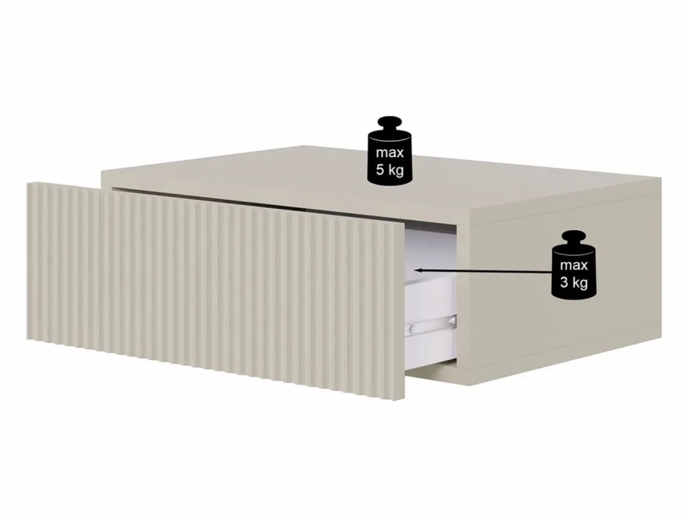 SELSEY Mesita de noche - 50 cm - suspendida - gris-beige - VELDIO Topo Clearance