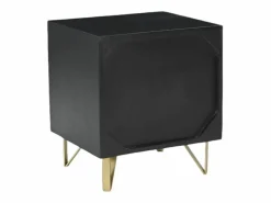 Vente-unique Mesita De Noche|Mesita de noche 1 cajón 1 estante madera de mango metal color negro y dorado - BELORI