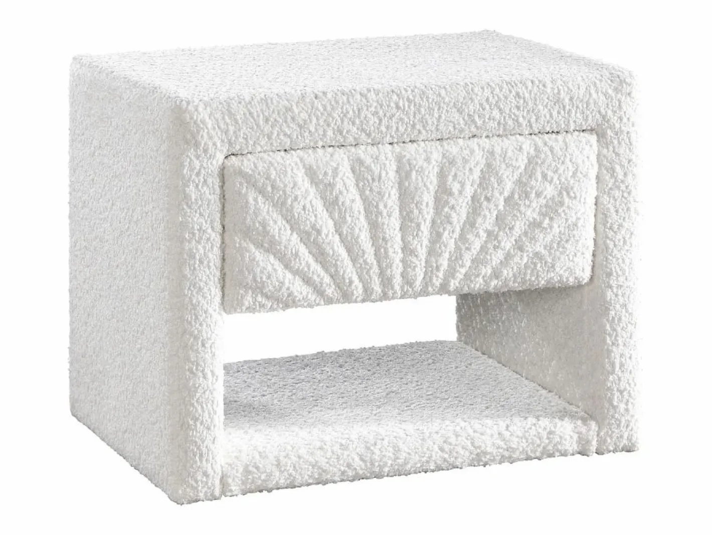 Mesita de noche 1 cajón y 1 hueco de tejido bouclé - ULAMI^Vente-unique Clearance