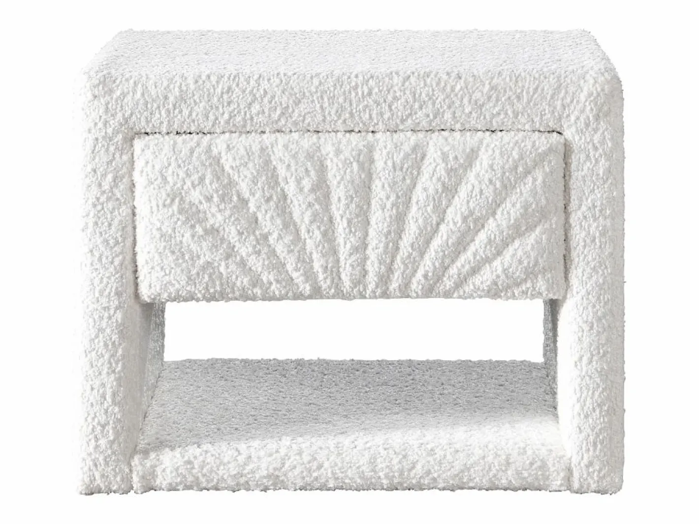 Mesita de noche 1 cajón y 1 hueco de tejido bouclé - ULAMI^Vente-unique Clearance