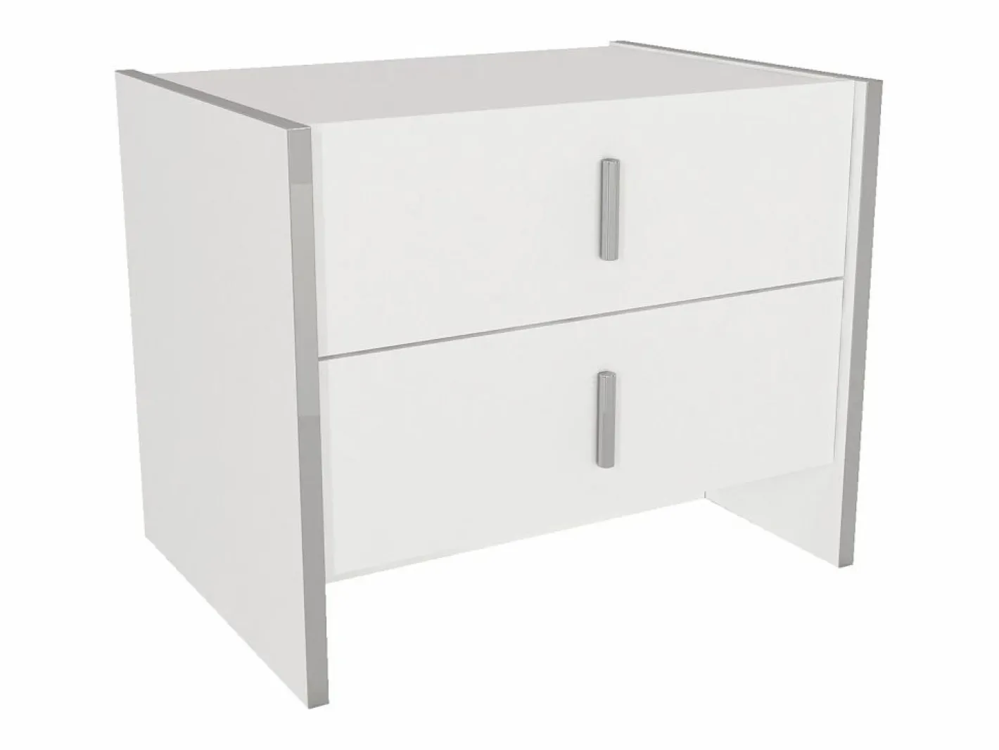 Vente-unique Mesita De Noche|Mesita de noche Art Déco con 2 cajones, blanca - CADEBA