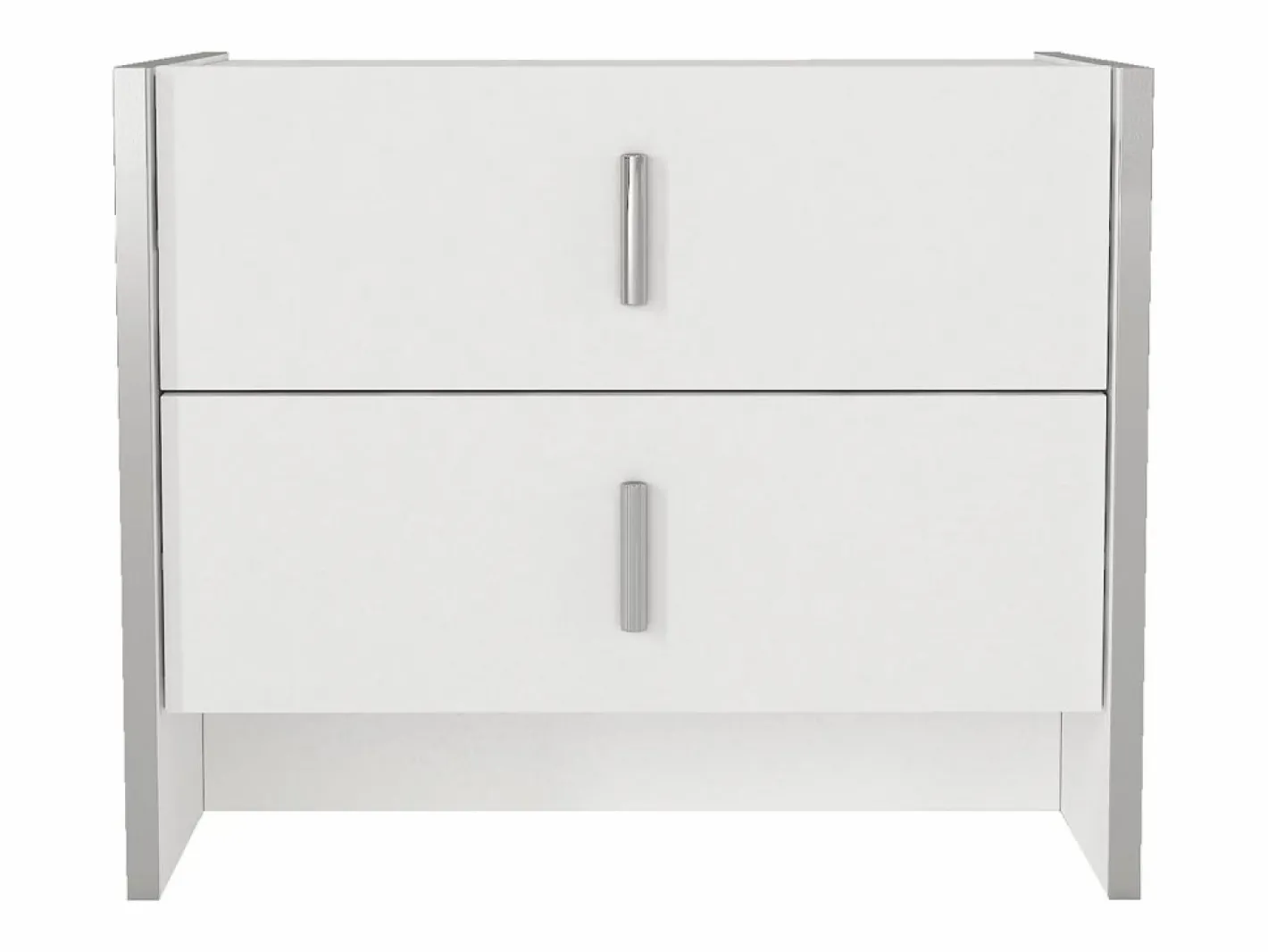 Vente-unique Mesita De Noche|Mesita de noche Art Déco con 2 cajones, blanca - CADEBA