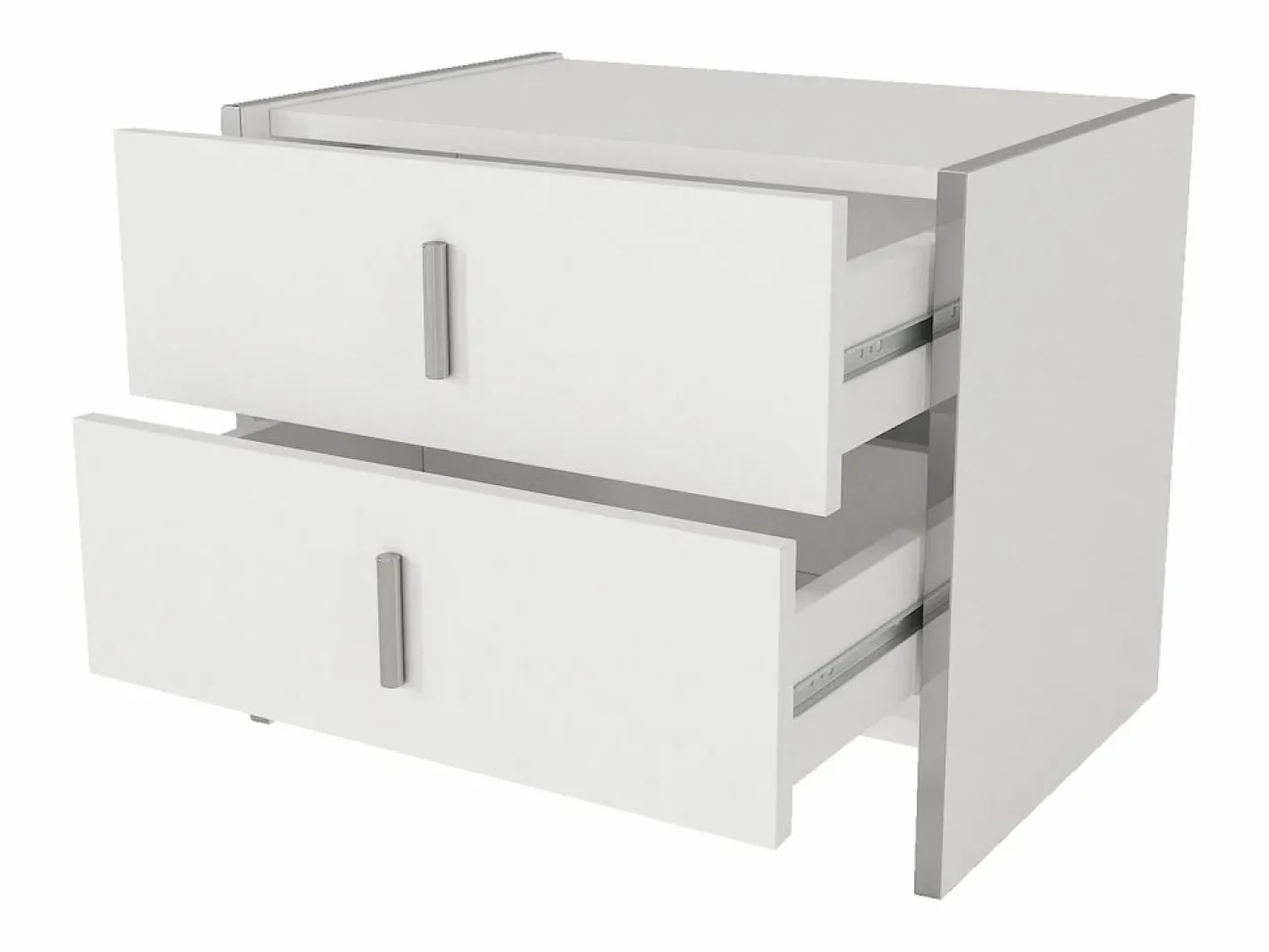 Vente-unique Mesita De Noche|Mesita de noche Art Déco con 2 cajones, blanca - CADEBA