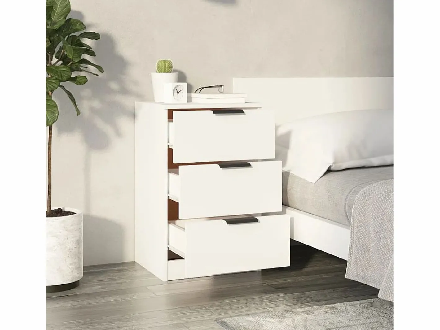 Clicnbuy Mesita de noche blanca 40x36x65 cm Blanco New