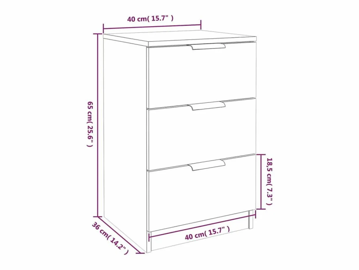 Clicnbuy Mesita de noche blanca 40x36x65 cm Blanco New