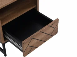 Vente-unique Mesita De Noche|Mesita de noche CARATANA con 1 cajón y 1 estante abierto en MDF y acero, acabado natural y negro -