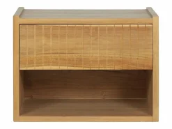 Vente-unique Mesita De Noche|Mesita de noche colgante con almacenamiento en madera de teca color natural - REVUKA
