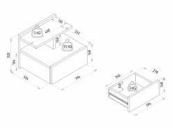 Mesita de noche colgante con 1 cajón y 1 estante efecto mármol - AZELNO^Vente-unique Discount