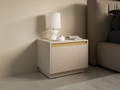 Mesita de noche con 1 cajón, y dorado - POSINIA^Vente-unique