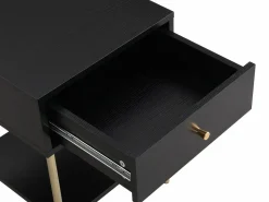 Vente-unique Mesita De Noche|Mesita de noche con 1 cajón MDF y metal en color negro y dorado - MILAVIA