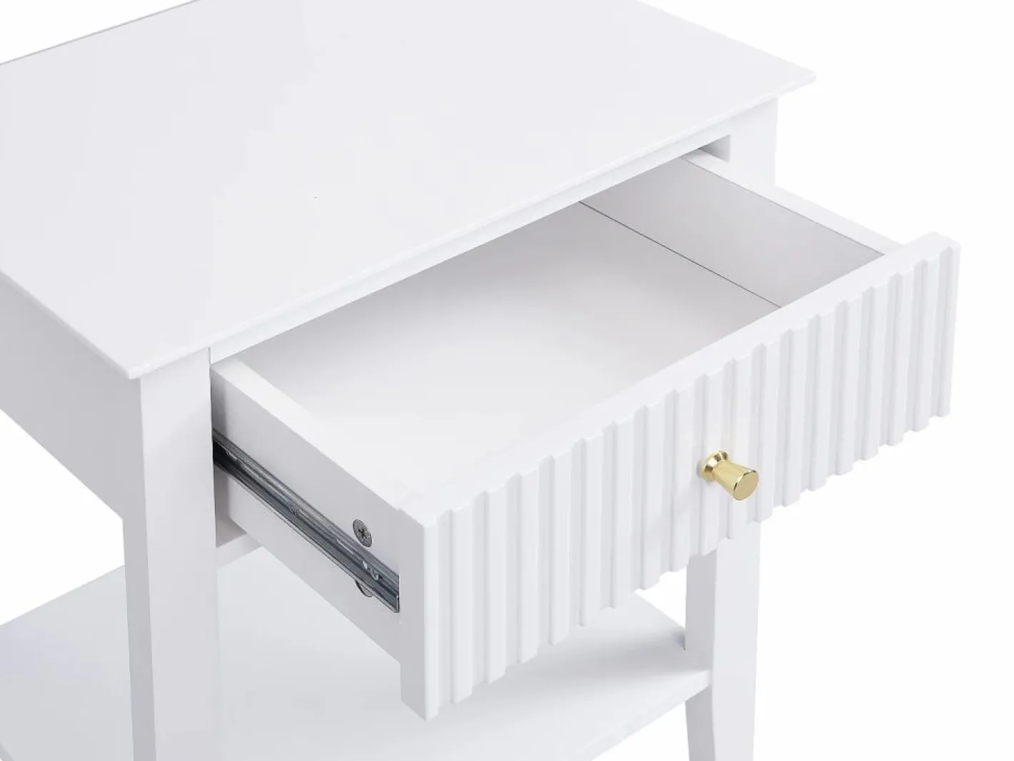 Vente-unique Mesita de noche con 1 cajón y 1 estante en MDF - - NARIVA Blanco Hot