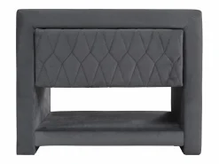 Vente-unique Mesita De Noche|Mesita de noche con 1 cajón y 1 hueco, Terciopelo gris - DANIELE