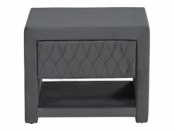 Vente-unique Mesita De Noche|Mesita de noche con 1 cajón y 1 hueco, Terciopelo gris - DANIELE