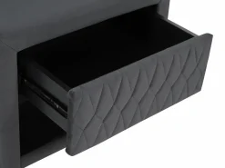 Vente-unique Mesita De Noche|Mesita de noche con 1 cajón y 1 hueco, Terciopelo gris - DANIELE