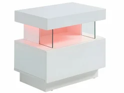 Vente-unique Mesita De Noche|Mesita de noche con 1 cajón y 1 hueco con LED, MDF lacado - FABIO II