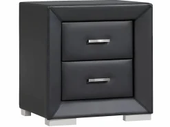 Vente-unique Mesita de noche con 2 cajones en polipiel negra - CAPITOLE Negro Clearance