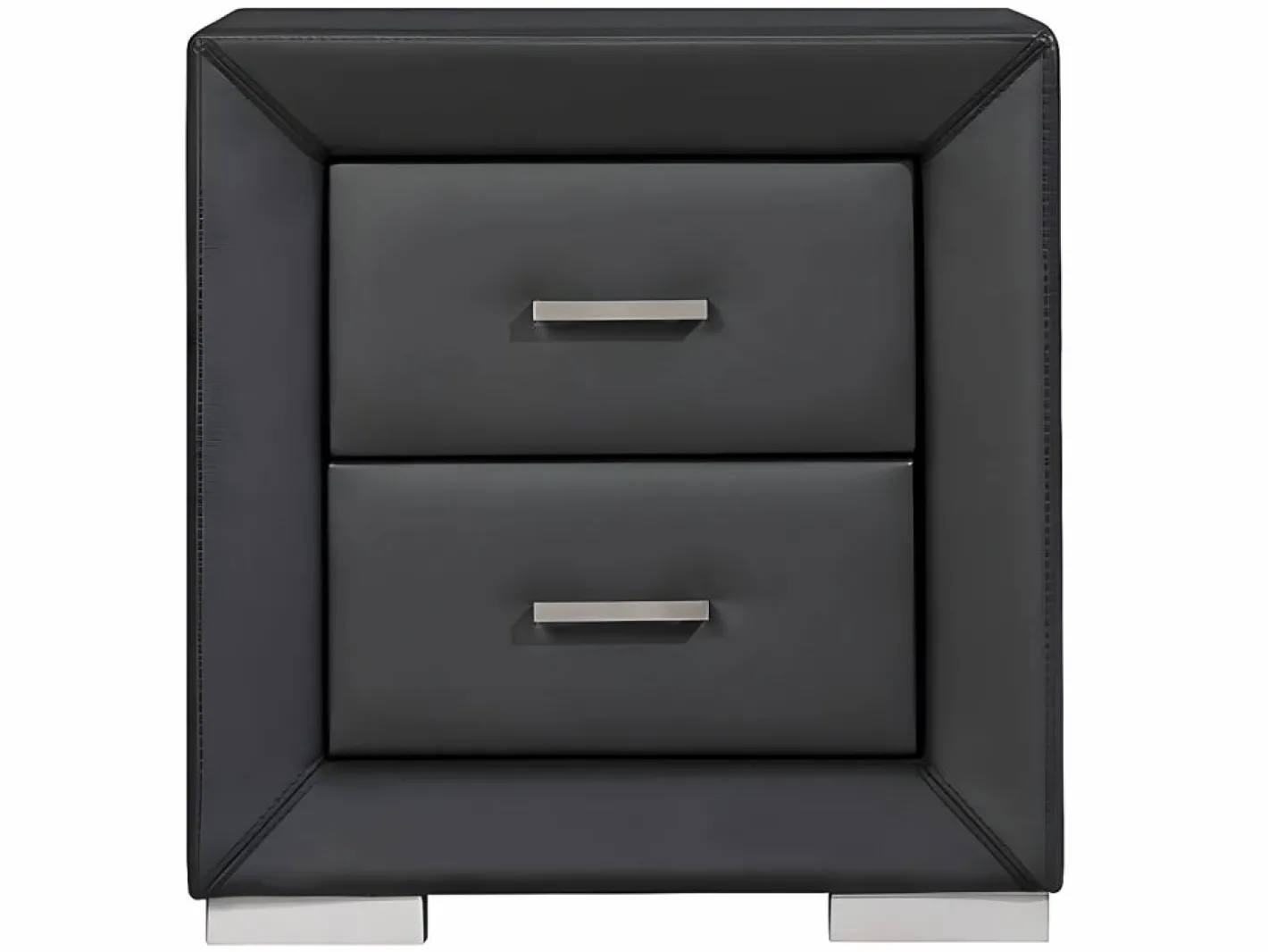 Vente-unique Mesita de noche con 2 cajones en polipiel negra - CAPITOLE Negro Clearance