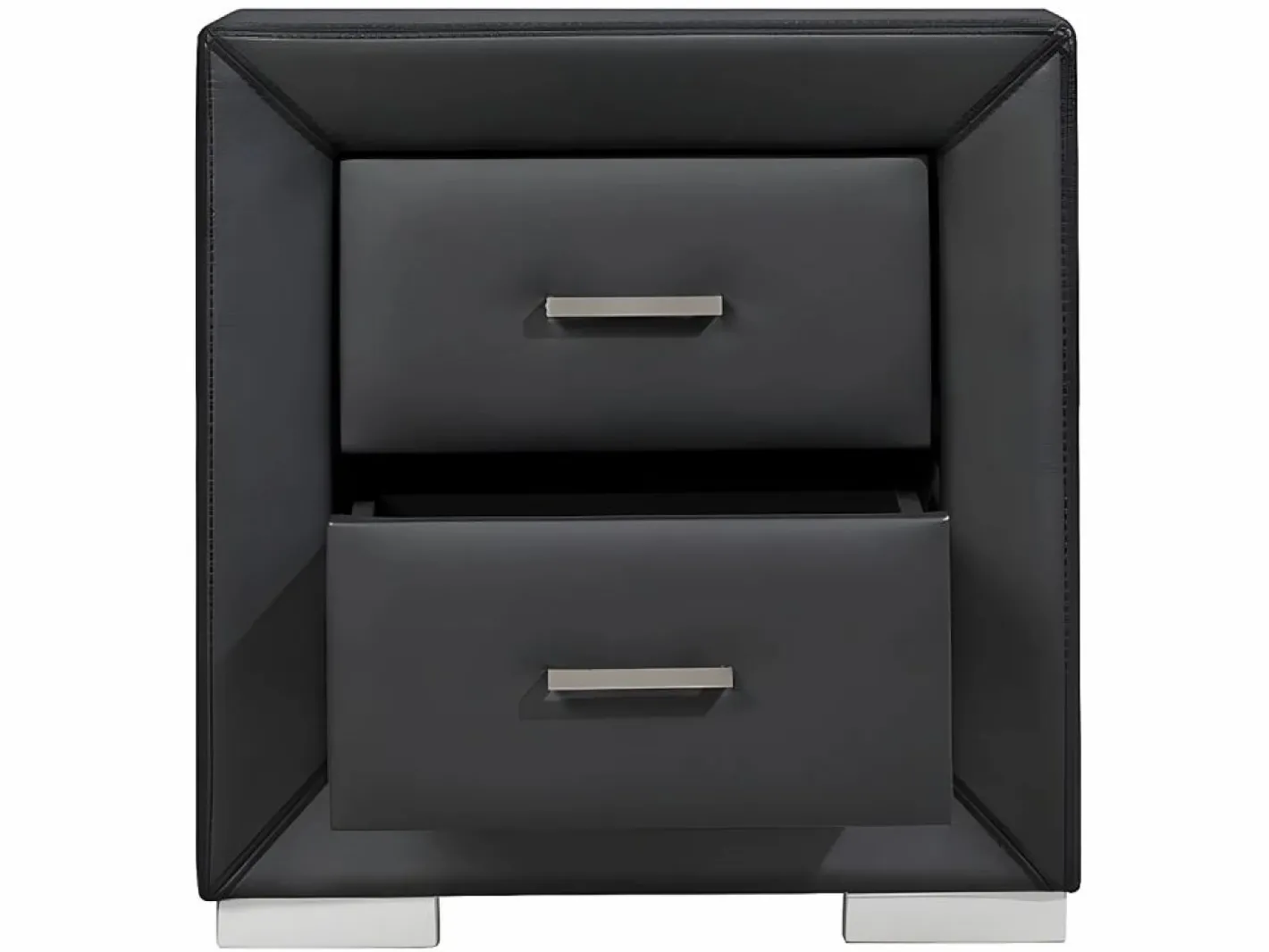 Vente-unique Mesita de noche con 2 cajones en polipiel negra - CAPITOLE Negro Clearance